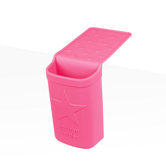 Hot Iron Holster | Pink | Adhesive-Free Silicone Storage Pocket for Organization and Travel | Heat Resistant to 500°F | Ideal for Curling Irons, Hair Straighteners, and Other Hot Tools