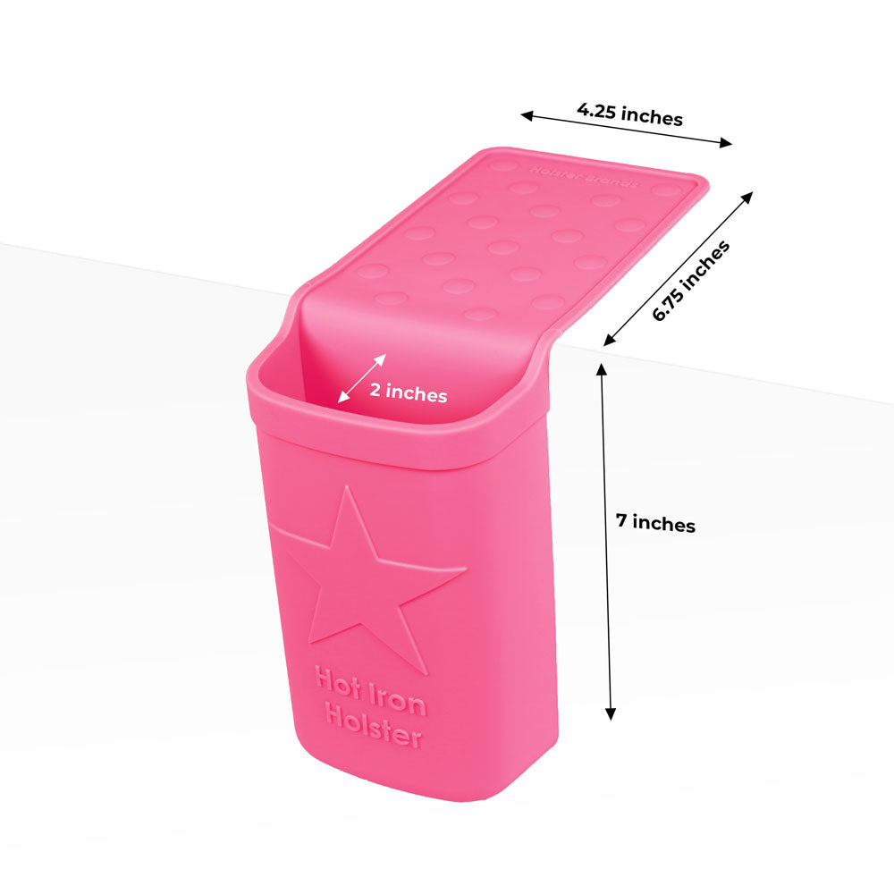 Hot Iron Holster | Pink | Adhesive-Free Silicone Storage Pocket for Organization and Travel | Heat Resistant to 500°F | Ideal for Curling Irons, Hair Straighteners, and Other Hot Tools